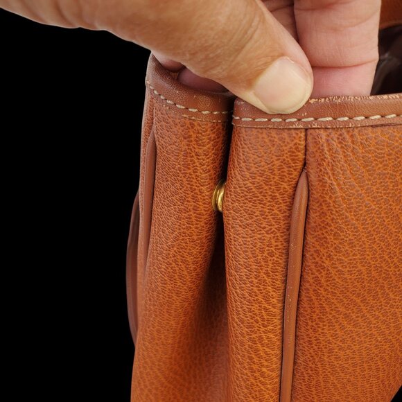 Vintage 1990s Marie Claire Cognac Leather Shoulder Tote Bag w/ Gold Hardware - Picture 12 of 14